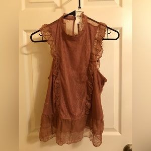 NWT Express Lace Top/Shell. Size S. Dusty Rose.